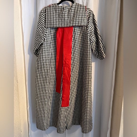 Vintage 50s Quilted Gingham Hostess Coat Red Lining Large - Picture 8 of 14